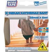 Aydogan's Boss Güvenli Yüzey Zemin Kaydirmaz Bant, 25 mm x 5 M, Seffaf