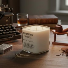 Aydogan's Wildwood Secret Lüks Aromaterapi Mumu |%100 Doğal Soya Wax | Okaliptüs, Tütün, Vanilya & Sandal Ağacı Kokulu | 4x Pamuk Fitilli | El Yapımı Fitiller | 50+ Saat Ultra Uzun Yanma Süresi | Tekrar Kullan