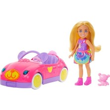 Aydogan's Barbie Chelsea Araç Barbie Chelsea Araç Seti, Sarışın Küçük Bebek, Oyuncak Araba ve Ayıcık Aksesuarı HXN05