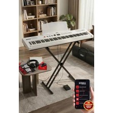 Aydogan's Midex PS4000WH-SET Tuş Hassasiyetli 61 Tuşlu Org Bluetooth USB Midi (Sustain Pedalı Çanta Kulaklık Stand Metod)