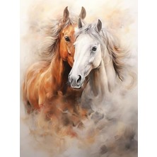 Aydogan's Renkli Baskılı Sayılarla Boyama Hobi Seti (Çerçeveli) 50X65 Cm: Asil Atlar