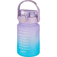 Aydogan's 1000 ml Pipetli/pipetsiz Kullanım Çift Renk Softtouch Motivasyon Matarası Sticker Hediyeli