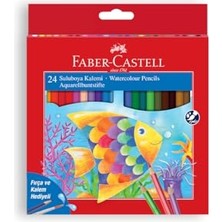 Aydogan's Faber-Castell Karton Kutu Sulu Boya Kalemi, 24 Renk, Suda Çözünebilir, Fırça ve Kalem Hediyeli, Yaratıcılığı Destekleyen Boya Kalemi