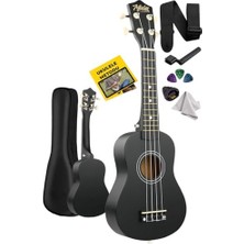 Aydogan's Midex UKX-901 Bk Siyah Soprano Ukulele (Askı Çanta Metod Pena)
