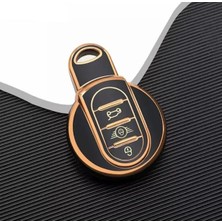 Aydogan's Autohan Keys Lüx Mini Cooper Countryman Anahtar Kılıfı, Siyah ve Altın Renk, Premium Kalite, Nano Koruyucu