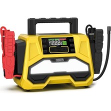Aydogan's Groove F05 42000MAH 8000A Tepe Akımı Profesyonel Akü Takviye Cihazı + 150 Psı Lastik Şişirme Kompresörlü Taşınabilir Jump Starter 12V Dizel ve Benzinli Araçlar Için