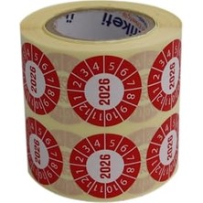 Aydogan's Vellum Tarih Seçme Etiketi 30MM x 30MM Ruloda 1000 Adet (Kırmızı, 2026)