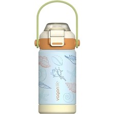 Aydogan's 360 ml Çocuk Termosu Tek Kapak Çift Kullanım Pipetli Rahat Içim Kulplu Paslanmaz Çelik Termos 1104-360ML Turuncu