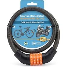 Aydogan's Izi 4 Haneli Şifreli Bisiklet Kilidi (80 Cm) - Çelik Halatlı Güvenlik Kilidi Motosiklet ve Bisiklet Için