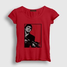 Presmono Kadın Kırmızı Fire Film Scarface T-Shirt