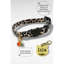 Aydogan's Caramelos Güvenlik Kilitli Kedi Tasması, Isimli Kedi Tasması, Kedi Isimlik, Kedi Künyesi, Safety Click Desen Y23-TEK Ebat