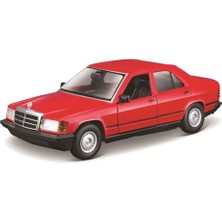 Aydogan's Mercedes 190E (1987): 1:24 Ölçeğinde Model Araba, Hareketli Kapılar, Kırmızı (18-21103R)