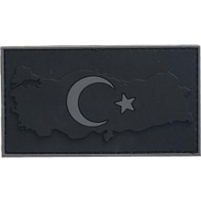 Aydogan's Single Sword Bayrak Plastik Kabartma Haritalı Patch - Peç, Siyah
