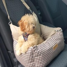 Aydogan's Köpek Oto Koltuğu-Seyahat Koltuğu-Ayarlanabilir Çift Kordon-Kedi Yatağı-Taşınabilir (Bej Kazayağı Small)