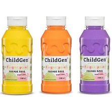 Aydogan's Childgen Childgen Süper Yıkanabilir Parmak Boya 350 ml x 3 Renk (Sarı, Turuncu, Mor)