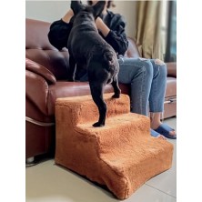 Aydogan's Kedi & Köpek Merdiveni, Fermuarlı 3 Basamak, Sünger, Bej