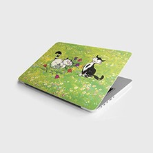 Aydogan's Laptop Sticker Notebook Pc Kaplama Etiketi Çiçekler ve Kedi
