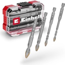 Aydogan's Orijinal Einhell Xs-Case 4 Parça Karbür Fayans Matkap Ucu Seti (Takım Çeliğinden Üretilmiştir, Özel Taşlanmış Karbür Plaka, Merkezleme Ucu, E 6.3 Sap, Saklama Kutusu Dahil) - 49051404