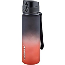 Aydogan's Uzspace 500ML Soft Touch Çift Renk Motivasyon Tritan Su Matarası (Siyah-Kırmızı)