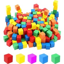 Aydogan's Renkli Ahşap Küp Bloklar 1X1X1CM 100 Adet Ahşap Renkli Kare Blok Eğitici Geliştirici Oyuncak Küp Matematik Birim Küpleri