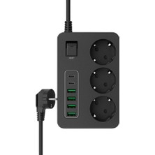Aydogan's Çoklu Priz 3 Ac Soket + 5 USB (2 Usb-C, 3 Usb-A) – 5 Metre Kablo, Çocuk Korumalı, 3000W Güç, Isıya Dayanıklı, Anahtarlı Uzatma Kablosu (5 Metre)