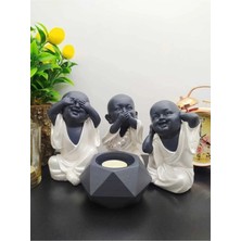 Moontime Alaçatı Görmedim Duymadım Bilmiyorum 15 cm Uzunluk Genişlik 9 cm 3 Biblo 1 Mumluk Dekoratif Obje, Buda
