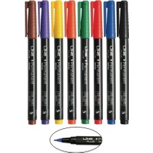 Aydogan's Asetat Kalemi 8 Renk 0.4 mm 1 Paket Lineplus Ince Uçlu CD Kalemi S Keçe Uçlu Kalem Silinmez Renkli Permanent Kalem