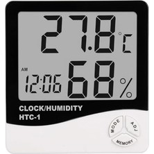 Aydogan's Htc-1 Dijital Termometre Higrometre, Saat ve Nem Ölçer, LCD Ekran, 10X10 Cm, Siyah Beyaz