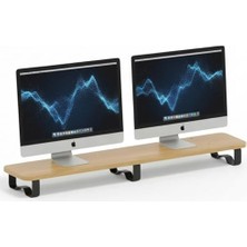 Aydogan's Prexua Upster Ahşap Monitör Standı - Ergonomik Monitör Yükseltici (Safir Meşe - Siyah Ayak, Large)