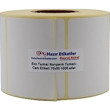 Aydogan's Eko Termal Nonperm Etiket 70MM x 50MM Ruloda 1000 Adet 40MM Kuka Çapında Cam Yüzeylere Iz Bırakmayan Etiket