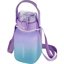 Aydogan's Vagonlife 1100ML Çocuk Askılı Pipetli/pipetsiz Kullanım Çift Renk Softtouch Motivasyon Matarası Çıkartma Hediyeli