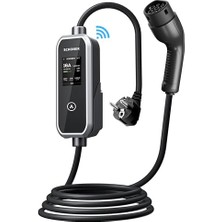 Odea ® 3.5kw Taşınabilir Elektrikli Araç Şarj Istasyonu -Tak ve Şarj Et- Wi-Fi/bluetooth Smart 5 Metre Tip2 Kablolu
