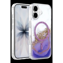 Royaleks Onegif Apple Iphone 16 Lotus Simli Magsafe Kapak - Mor