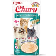 Aydogan's Ciao Churu Cream Tavuklu ve Yengeçli Sıvı Kedi Ödül Sı 14 gr 4 Adet