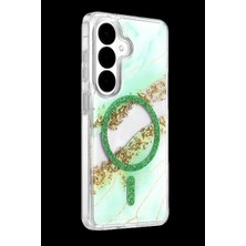 Royaleks Onegif Samsung Galaxy S26 Lotus Simli Magsafe Kapak - Yeşil