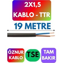 Aydogan's Öznur 2x1,5 Ttr Kablo, 19 Metre, Siyah