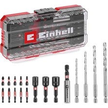 Aydogan's Orijinal Einhell S-Case 18 Parça Darbeye Dayanıklı Aksesuar Seti (25 mm Bitler, 50 mm Bitler, 60 mm Bit Tutucu, Lokma Adaptörü, Metal Delme Ucu ve Saklama Kutusu Dahil) - 49108709