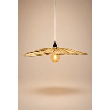 Naturel Dekor Palmiye Yaprağı, Japon Yelpazesi Avize 60 Cm, Aydınlatma, Iskandinav, Modern, Rattan