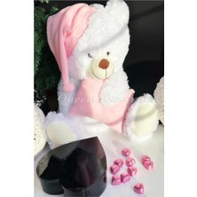 Moontime Alaçatı Sevimli Dev Lüks Peluş Oyuncak Ayıcık Uyku Arkadaşı Pembe Kalp Kutu Çikolata Hediye Seti 90CM