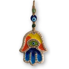 Moontime Alaçatı Seramik Büyük Boy Hamsa Figürü Renkli Bohem Duvar Dekorasyon Objesi Dekoratif Ev Bahçe Balkon Süsü
