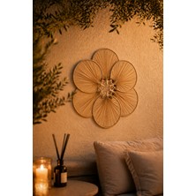 Naturel Dekor Bohem Palmiye Yaprağı, Japon Yelpazesi Yuvarlak Set 60 Cm, Duvar Dekorasyon, Duvar Süsü, Iskandinav, Modern, Rattan