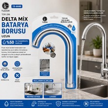 Shopwave Kuğu Evye - Lavabo Uzun Delta Mix Batarya Borusu Krom Kaplama - Vakumlu - Süzgeçli Uç (5047)