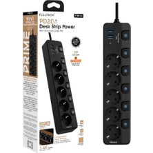 Aydogan's Akım Korumalı Priz, 5'li Priz Soketi, 5x Fiş Soketi, 20W Pd Hızlı Şarj, 2x USB Girişi, 2x Type-C Girişi, Isıya Dayanıklı Yapı, 2 Metre Kablo Uzunluğu, Aşırı Gerilim Koruyucu, Açma/kapama Tuşu