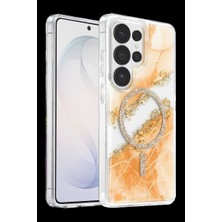 Royaleks Onegif Samsung Galaxy S26 Ultra Lotus Simli Magsafe Kapak - Turuncu