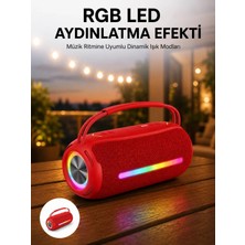 Ceylan Adam Mey Ithalat® 360 Rgb Led'li Taşınabilir Bluetooth Hoparlör – Kırmızı, Usb/tf Destekli