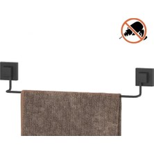 Moontime Alaçatı Tekno Tel EF-260 Siyah Uzun Havluluk | Yapışkanlı/vidalı Deliksiz Metal Banyo Havlu Barı
