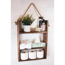 Moontime Alaçatı Banyo Düzenleyici ve Depolama Rafı, Banyo Havlu Rafı, Merdiven Yüzer Raf