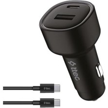 Odea Smartcharger Duo Pd 48W Araç Hızlı Şarj Aleti Usb-C+Usb-A - Usb-C-Usb-C 3A Kablo Siyah 2CKP02CS