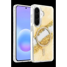 Royaleks Onegif Samsung Galaxy A56 Lotus Simli Magsafe Kapak - Gümüş