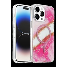 Royaleks Onegif Apple Iphone 14 Pro Max Lotus Simli Magsafe Kapak - Pembe